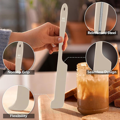 Silicone Jar Spatula Set - 600F Heat Resistant, 5-Pc Black