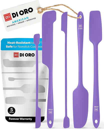 Silicone Jar Spatula Set - 600F Heat Resistant, 5-Pc Black