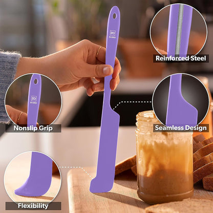 Silicone Jar Spatula Set - 600F Heat Resistant, 5-Pc Black