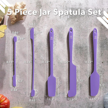 Silicone Jar Spatula Set - 600F Heat Resistant, 5-Pc Black