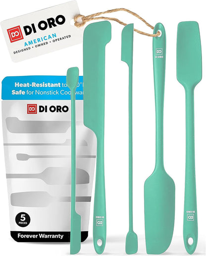 Silicone Jar Spatula Set - 600F Heat Resistant, 5-Pc Black