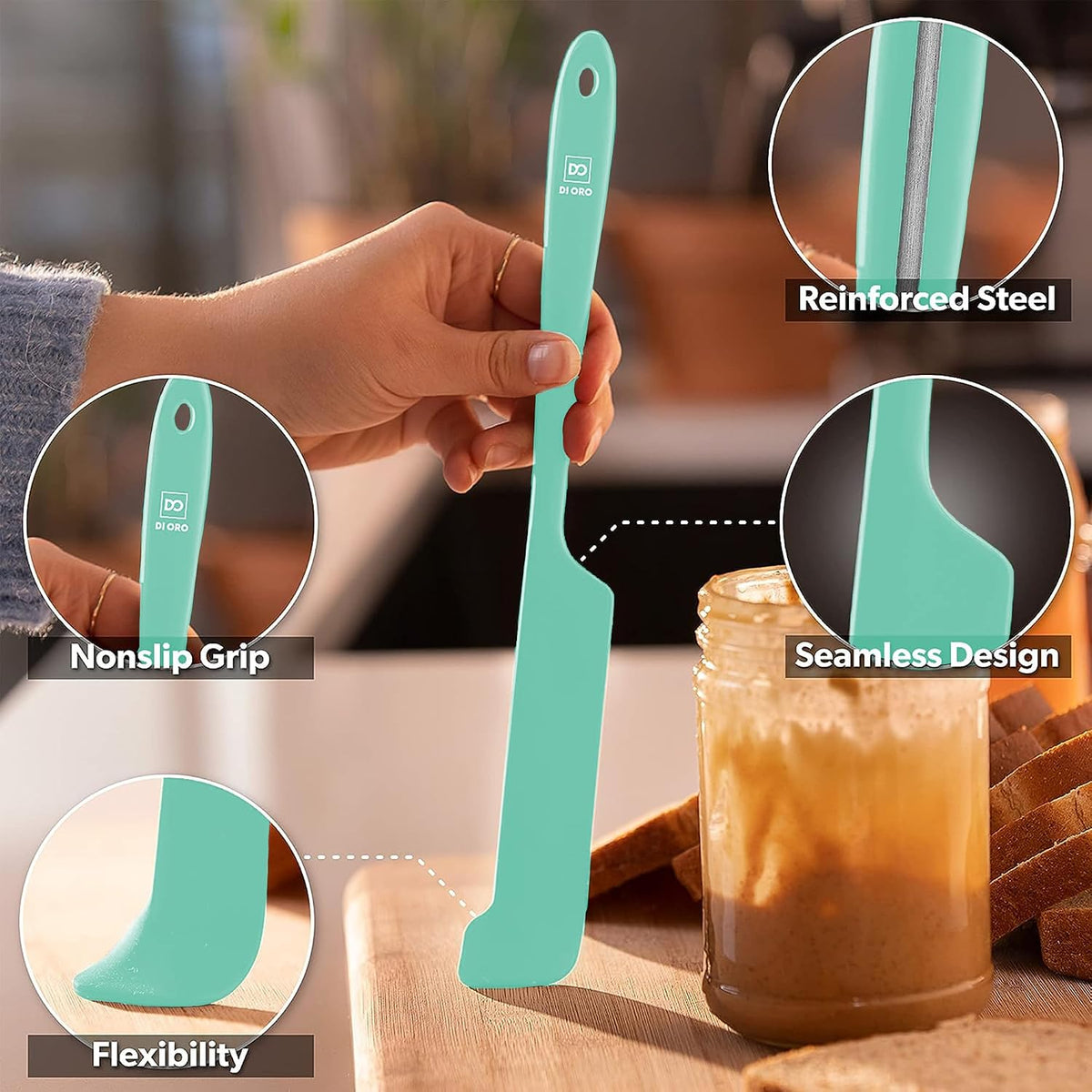 Silicone Jar Spatula Set - 600F Heat Resistant, 5-Pc Black