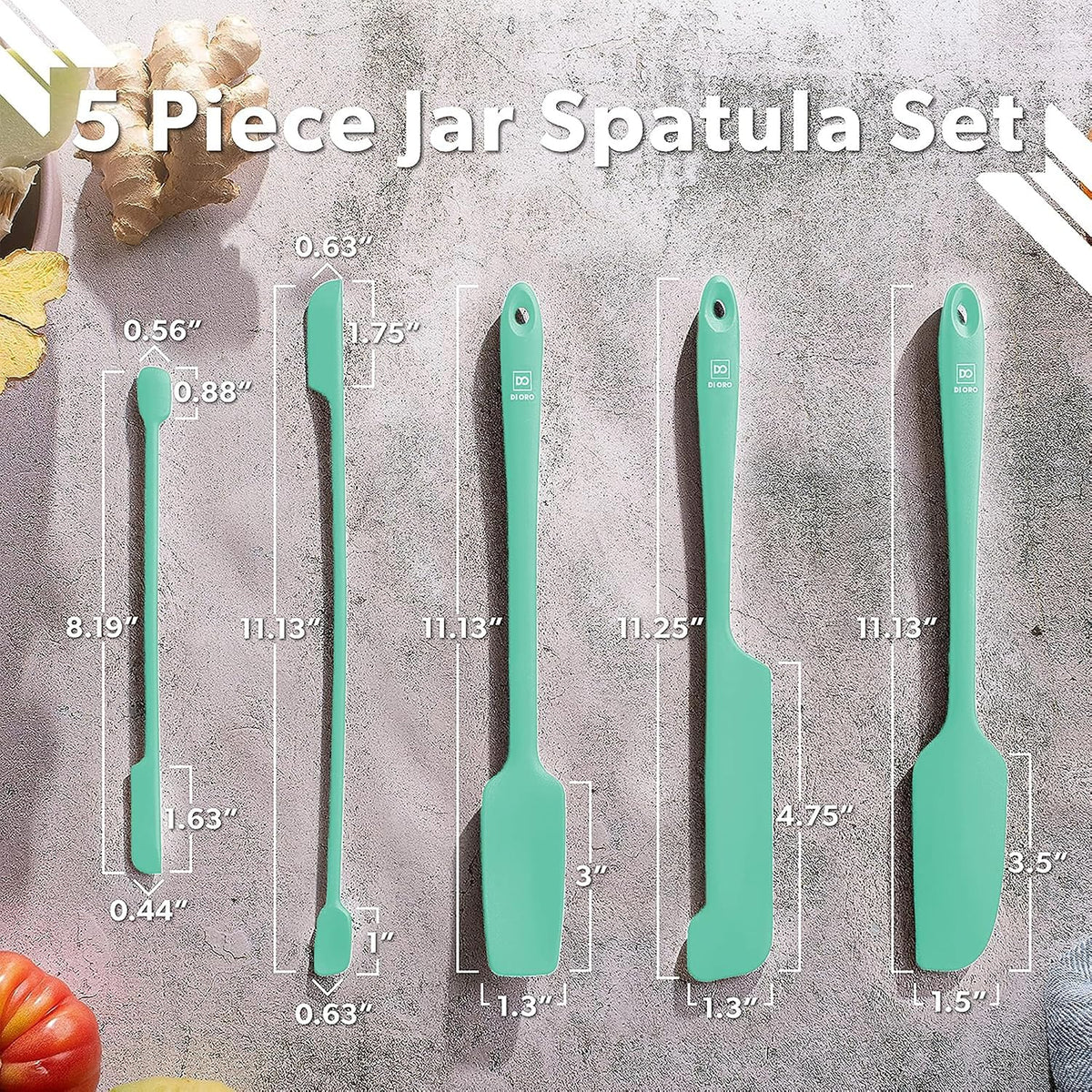 Silicone Jar Spatula Set - 600F Heat Resistant, 5-Pc Black