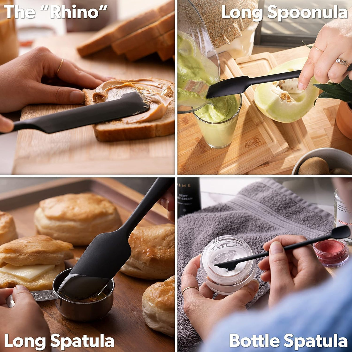 Silicone Jar Spatula Set - 600F Heat Resistant, 5-Pc Black