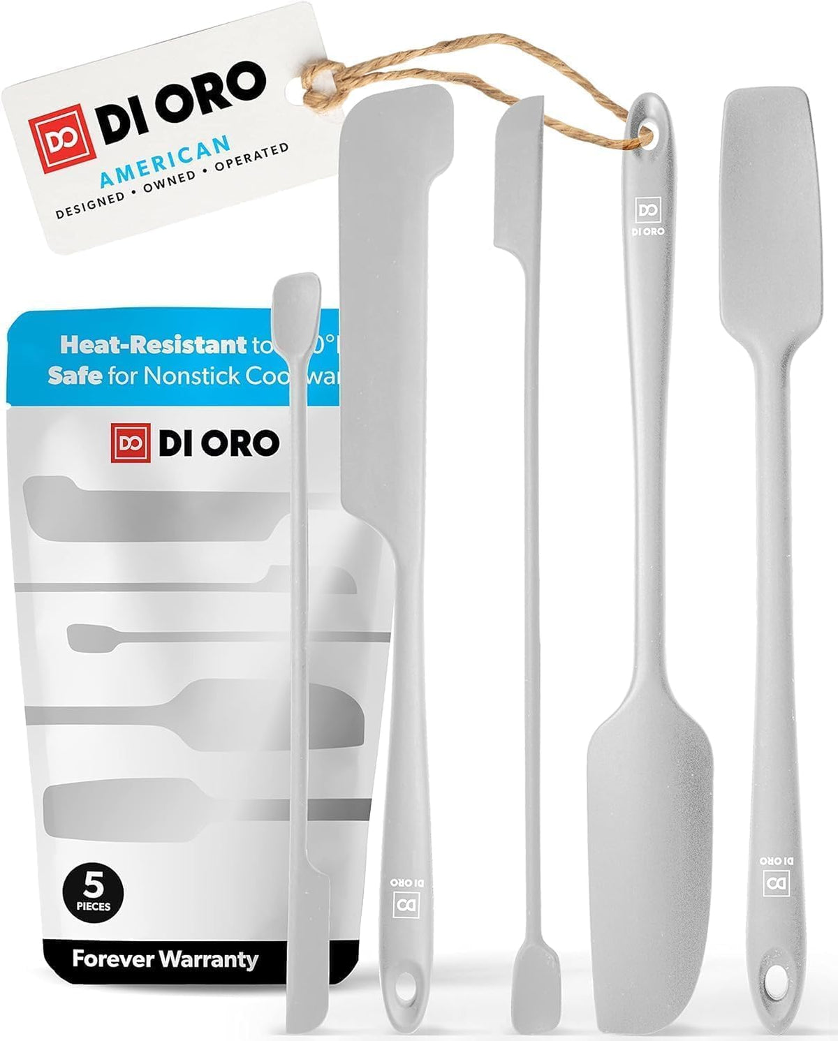 Silicone Jar Spatula Set - 600F Heat Resistant, 5-Pc Black