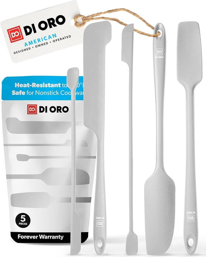 Silicone Jar Spatula Set - 600F Heat Resistant, 5-Pc Black