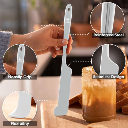 Silicone Jar Spatula Set - 600F Heat Resistant, 5-Pc Black
