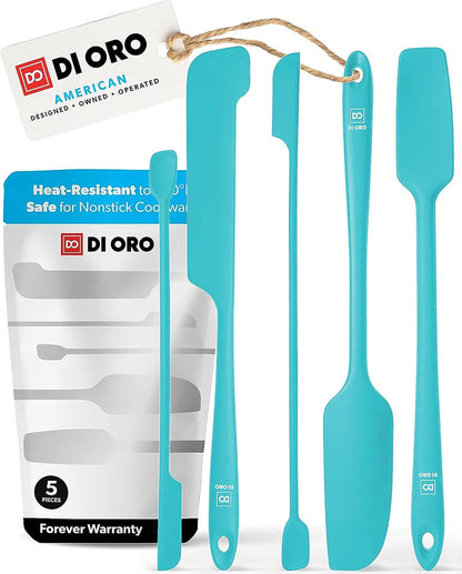 Silicone Jar Spatula Set - 600F Heat Resistant, 5-Pc Black