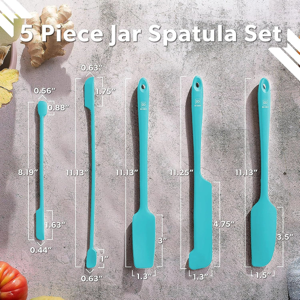 Silicone Jar Spatula Set - 600F Heat Resistant, 5-Pc Black