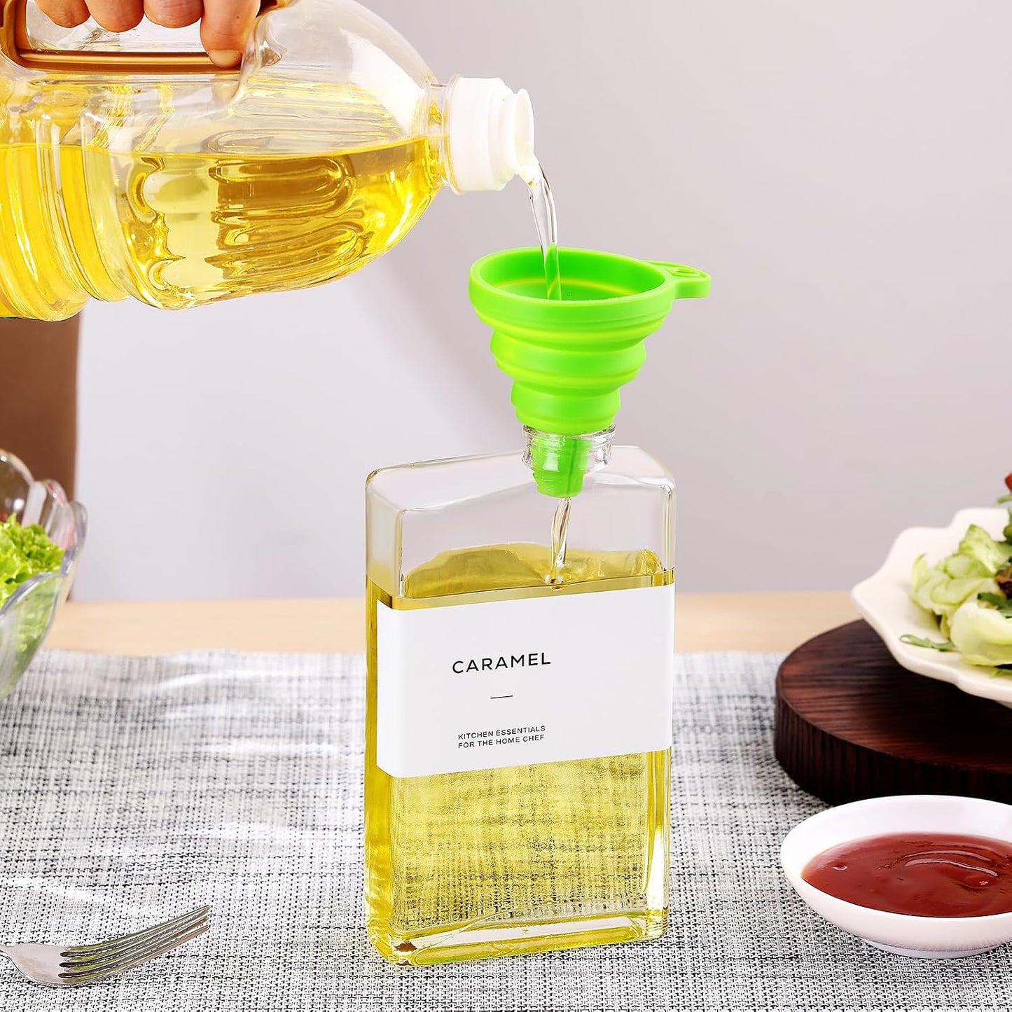 Olive Oil Dispenser Bottle for Kitchen, 3 Pack Glass Oil and Vinegar Dispenser Set, Elegant Book Design, Durable, Leak-Proof, Easy-Pour Spouts, Perfect for Kitchen, Dining Table (17oz)