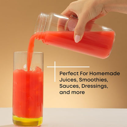 Glass Juice Bottles, 16 oz Glass Bottles with Caps. Set of 8 Juice Containers with Lids for Fridge, and Labels for Juice Jars. Glasses for Juice, Cold Brew Bottles, Smoothie Jars