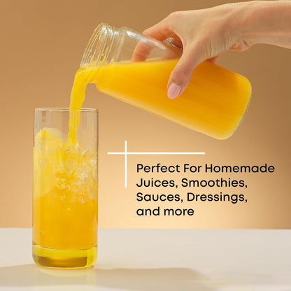 Glass Juice Bottles, 16 oz Glass Bottles with Caps. Set of 8 Juice Containers with Lids for Fridge, and Labels for Juice Jars. Glasses for Juice, Cold Brew Bottles, Smoothie Jars