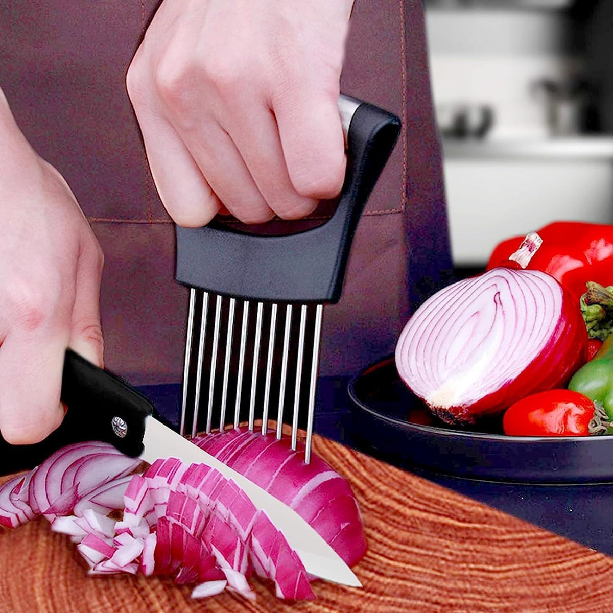 Onion Holder for, Lemon Slicer Onion Cutter for Slicing, Vegetable Cutter for Potato and Tomato, Avocados, Eggs, Food Slicer Assistant Tool for Slicing Fruit Lemon and Meat