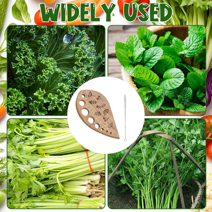 2Pcs Wooden Vegetable Leaf Separator, Pottery Herb Stripper Tool Supplies, Fun Kitchen Gadgets, Exquisite Herb Stripper Bowl Gifts for the Kitchen Suitable for Home Use & Chefs