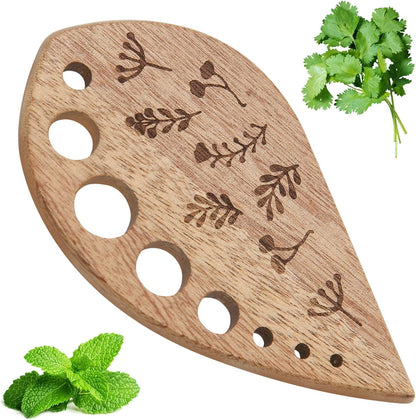 2Pcs Wooden Vegetable Leaf Separator, Pottery Herb Stripper Tool Supplies, Fun Kitchen Gadgets, Exquisite Herb Stripper Bowl Gifts for the Kitchen Suitable for Home Use & Chefs