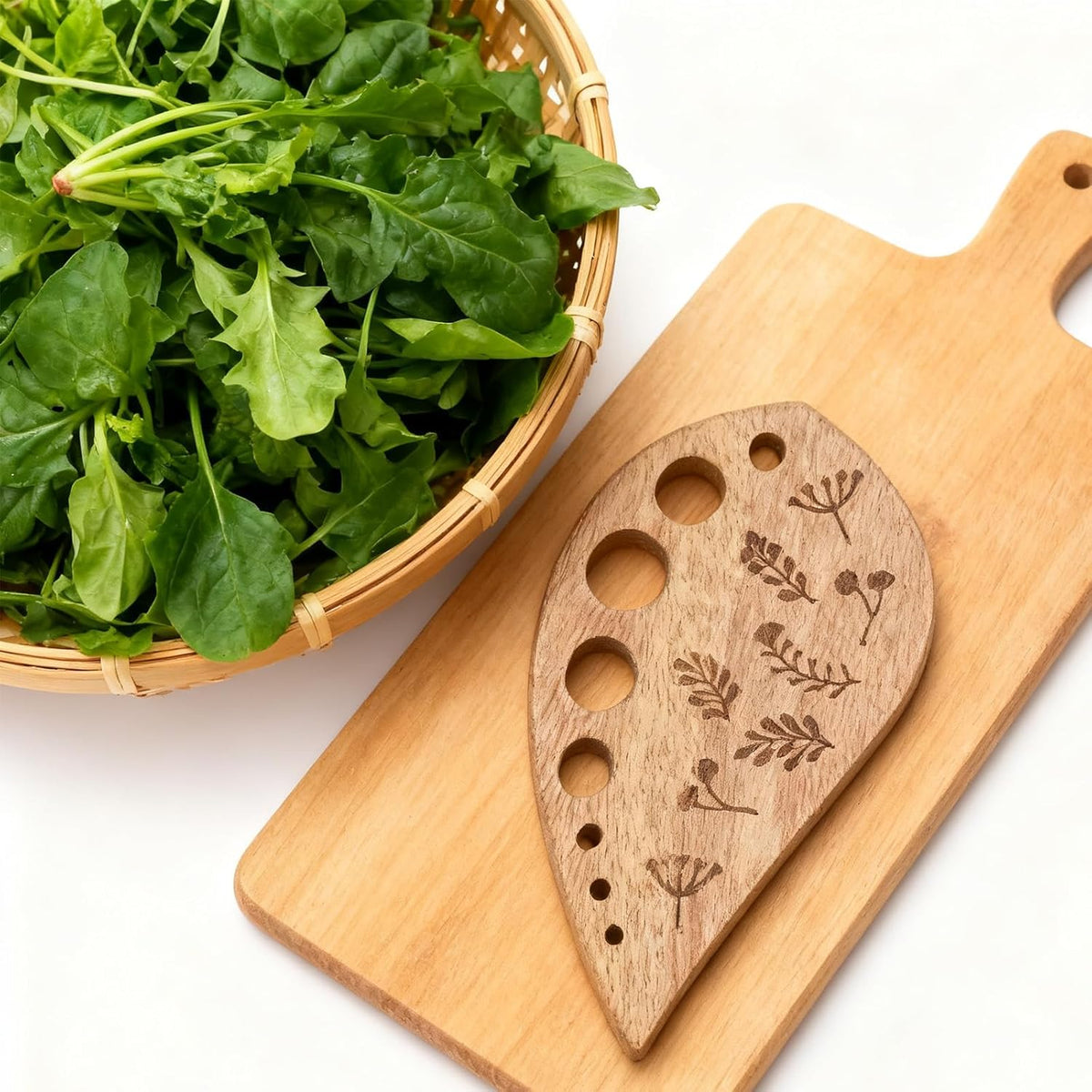 2Pcs Wooden Vegetable Leaf Separator, Pottery Herb Stripper Tool Supplies, Fun Kitchen Gadgets, Exquisite Herb Stripper Bowl Gifts for the Kitchen Suitable for Home Use & Chefs