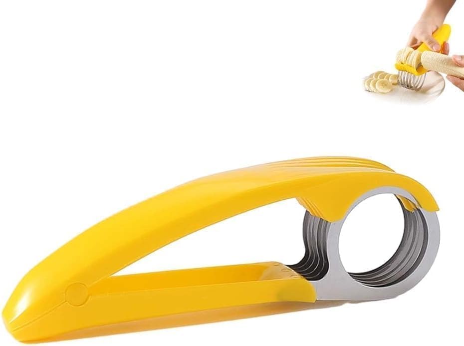 Yellow Food Manual Slicer, Handheld Portable Small Food Slicer Mandolines and Slicers, Multifunctional Slicer, Suit for Banana Strawberry Cucumber Carrot Egg Vegetable Fruit, Small Food Slicer