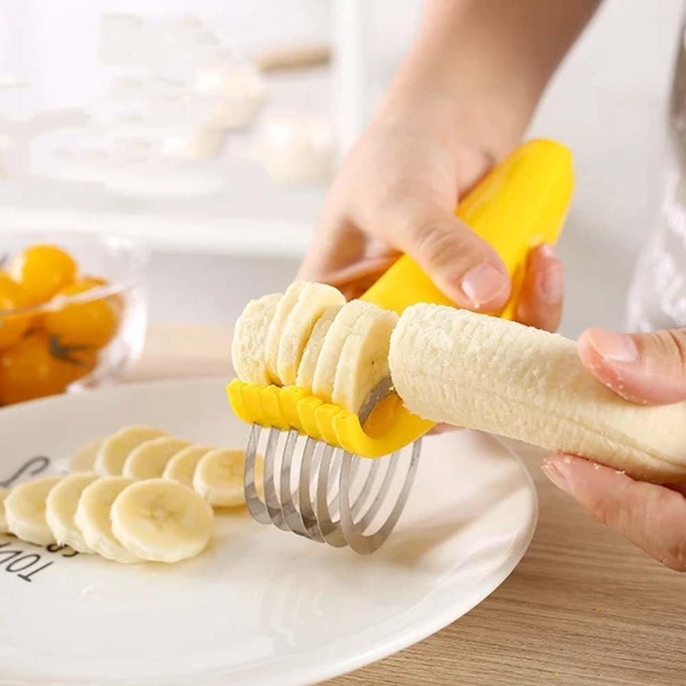 Yellow Food Manual Slicer, Handheld Portable Small Food Slicer Mandolines and Slicers, Multifunctional Slicer, Suit for Banana Strawberry Cucumber Carrot Egg Vegetable Fruit, Small Food Slicer