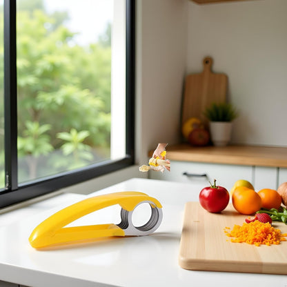 Yellow Food Manual Slicer, Handheld Portable Small Food Slicer Mandolines and Slicers, Multifunctional Slicer, Suit for Banana Strawberry Cucumber Carrot Egg Vegetable Fruit, Small Food Slicer
