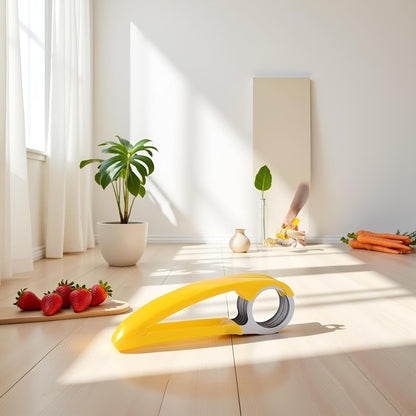 Yellow Food Manual Slicer, Handheld Portable Small Food Slicer Mandolines and Slicers, Multifunctional Slicer, Suit for Banana Strawberry Cucumber Carrot Egg Vegetable Fruit, Small Food Slicer
