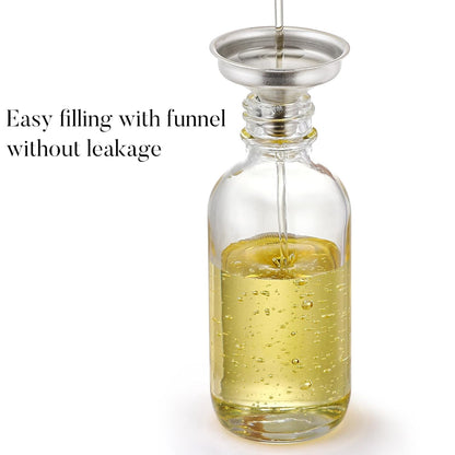 4 Pcs, 2 oz Clear Eye Dropper Bottles with 1 Stainless Steel Funnels & 4 Labels - Black Caps 60ml Thick Glass Tincture Bottles - Leakproof Essential Oils Bottles for Health, Personal Care & Beauty
