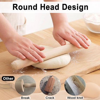 17.78 Inches French Rolling Pin,Extra-long Wood Rolling Pin for Baking,Classic Wooden Dough Roller for Fondant Pizza Pie Crust Cookie Pastry, Essential Kitchen Utensil,（Beech wood）