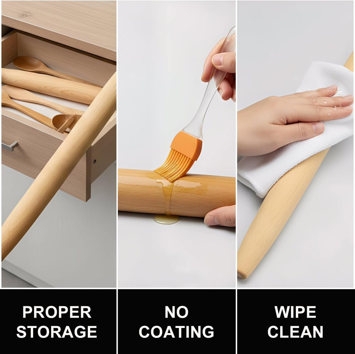 17.78 Inches French Rolling Pin,Extra-long Wood Rolling Pin for Baking,Classic Wooden Dough Roller for Fondant Pizza Pie Crust Cookie Pastry, Essential Kitchen Utensil,（Beech wood）