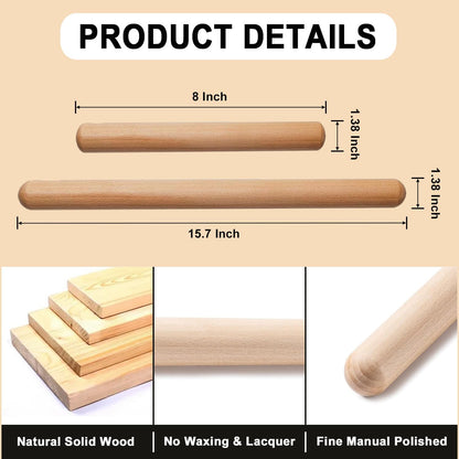 17.78 Inches French Rolling Pin,Extra-long Wood Rolling Pin for Baking,Classic Wooden Dough Roller for Fondant Pizza Pie Crust Cookie Pastry, Essential Kitchen Utensil,（Beech wood）