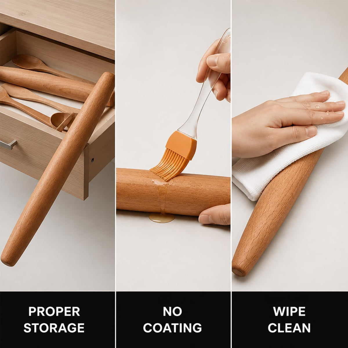 17.78 Inches French Rolling Pin,Extra-long Wood Rolling Pin for Baking,Classic Wooden Dough Roller for Fondant Pizza Pie Crust Cookie Pastry, Essential Kitchen Utensil,（Beech wood）