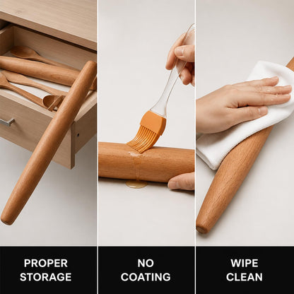 17.78 Inches French Rolling Pin,Extra-long Wood Rolling Pin for Baking,Classic Wooden Dough Roller for Fondant Pizza Pie Crust Cookie Pastry, Essential Kitchen Utensil,（Beech wood）