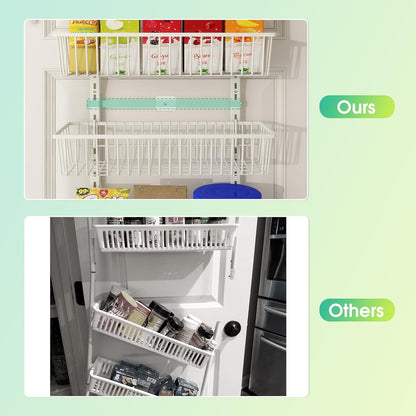White 9-Tier Over The Door Pantry Organizer, Pantry Organization | Pantry Hanging Organizers and Storage, Adjustable Heavy-Duty Metal for Home & Kitchen, Back of Door Seasoning Rack