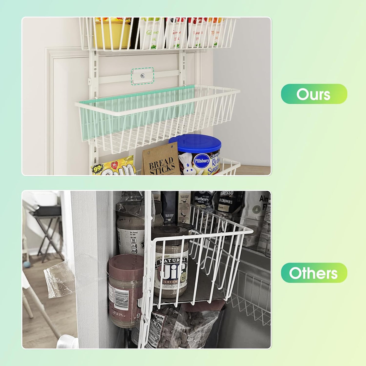 White 9-Tier Over The Door Pantry Organizer, Pantry Organization | Pantry Hanging Organizers and Storage, Adjustable Heavy-Duty Metal for Home & Kitchen, Back of Door Seasoning Rack