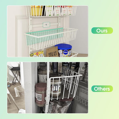 White 9-Tier Over The Door Pantry Organizer, Pantry Organization | Pantry Hanging Organizers and Storage, Adjustable Heavy-Duty Metal for Home & Kitchen, Back of Door Seasoning Rack