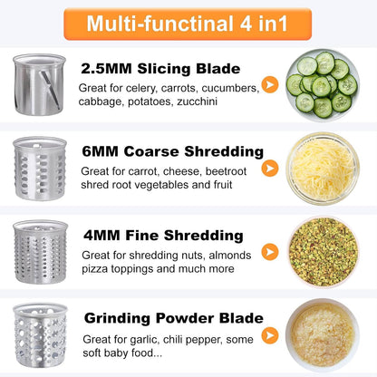 Large Stainless Steel Slicer Shredder Attachment for KitchenAid Mixers,Dishwasher Safe Vegetable Cheese Grater Accessories with 4 Cutting Blades