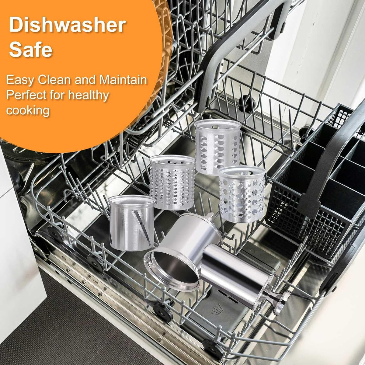 Large Stainless Steel Slicer Shredder Attachment for KitchenAid Mixers,Dishwasher Safe Vegetable Cheese Grater Accessories with 4 Cutting Blades