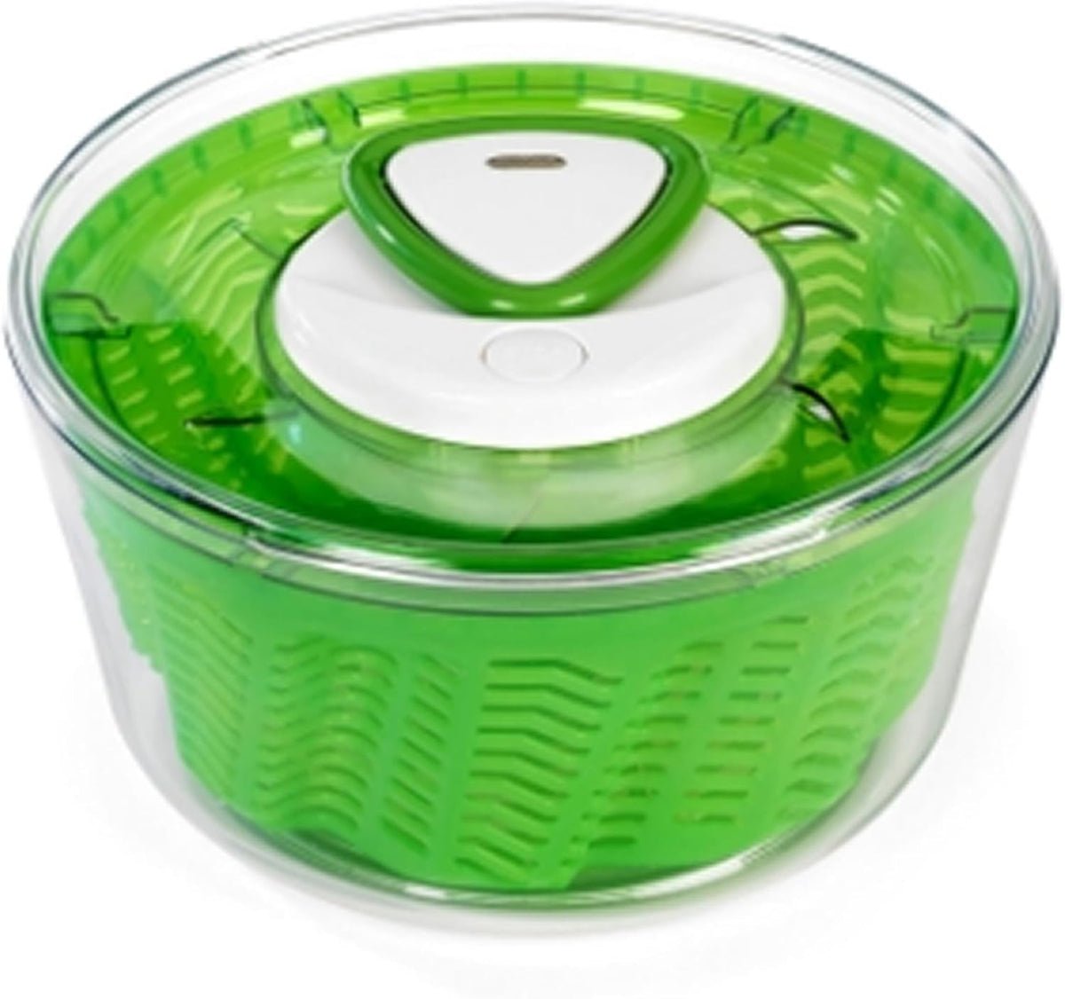 Easy Spin 2 AquaVent Large Salad Spinner - Salad Spinner with Pull Cord - Salad Bowl for 4 to 6 Servings - Manual Vegetable and Fruit Dryer - Vegetable Spinner with Brake - Green, Large