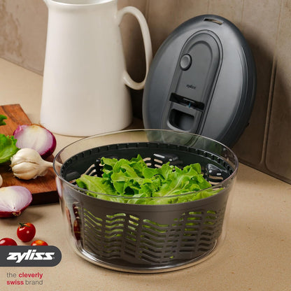 Easy Spin 2 AquaVent Large Salad Spinner - Salad Spinner with Pull Cord - Salad Bowl for 4 to 6 Servings - Manual Vegetable and Fruit Dryer - Vegetable Spinner with Brake - Green, Large
