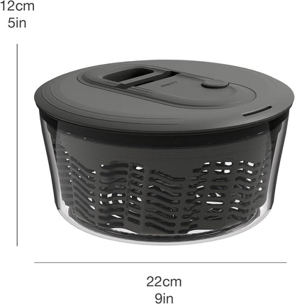 Easy Spin 2 AquaVent Large Salad Spinner - Salad Spinner with Pull Cord - Salad Bowl for 4 to 6 Servings - Manual Vegetable and Fruit Dryer - Vegetable Spinner with Brake - Green, Large