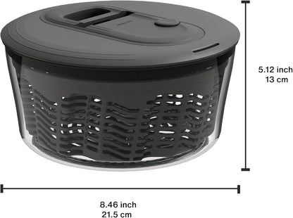 Easy Spin 2 AquaVent Large Salad Spinner - Salad Spinner with Pull Cord - Salad Bowl for 4 to 6 Servings - Manual Vegetable and Fruit Dryer - Vegetable Spinner with Brake - Green, Large