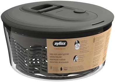 Easy Spin 2 AquaVent Large Salad Spinner - Salad Spinner with Pull Cord - Salad Bowl for 4 to 6 Servings - Manual Vegetable and Fruit Dryer - Vegetable Spinner with Brake - Green, Large