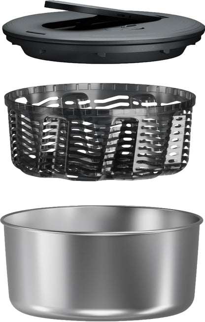 Easy Spin 2 AquaVent Large Salad Spinner - Salad Spinner with Pull Cord - Salad Bowl for 4 to 6 Servings - Manual Vegetable and Fruit Dryer - Vegetable Spinner with Brake - Green, Large
