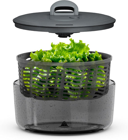 Easy Spin 2 AquaVent Large Salad Spinner - Salad Spinner with Pull Cord - Salad Bowl for 4 to 6 Servings - Manual Vegetable and Fruit Dryer - Vegetable Spinner with Brake - Green, Large