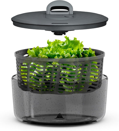 Easy Spin 2 AquaVent Large Salad Spinner - Salad Spinner with Pull Cord - Salad Bowl for 4 to 6 Servings - Manual Vegetable and Fruit Dryer - Vegetable Spinner with Brake - Green, Large