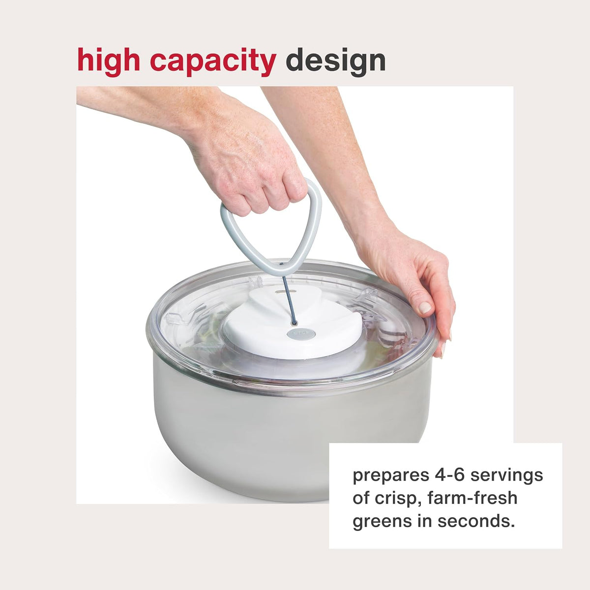 Easy Spin 2 AquaVent Large Salad Spinner - Salad Spinner with Pull Cord - Salad Bowl for 4 to 6 Servings - Manual Vegetable and Fruit Dryer - Vegetable Spinner with Brake - Green, Large