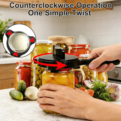 Jar Openers for Seniors, 4-in-1 Can Opener for Weak Hands & Seniors – Ergonomic Non-Slip Handle, Fits 1-3.5 Inch Kitchen Mason Jars, Bottles & Cans (Black)