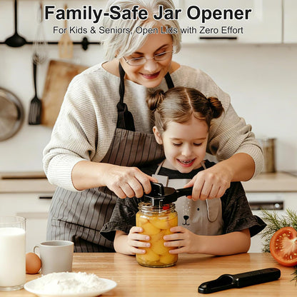 Jar Openers for Seniors, 4-in-1 Can Opener for Weak Hands & Seniors – Ergonomic Non-Slip Handle, Fits 1-3.5 Inch Kitchen Mason Jars, Bottles & Cans (Black)