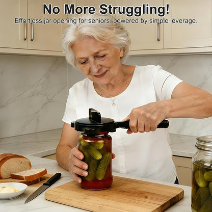 Jar Openers for Seniors, 4-in-1 Can Opener for Weak Hands & Seniors – Ergonomic Non-Slip Handle, Fits 1-3.5 Inch Kitchen Mason Jars, Bottles & Cans (Black)