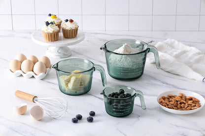Glass Measuring Cups - Ideal for Cooking and Baking, Green