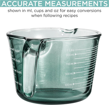 Glass Measuring Cups - Ideal for Cooking and Baking, Green