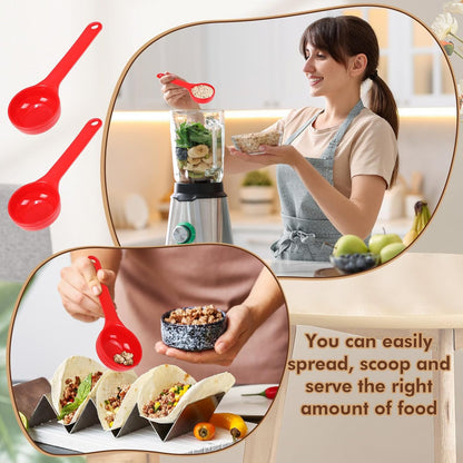 10 Pcs 2 oz Foodservice Products Measure Spoon with Short Handle Measuring Scoop Miser Food Grade Solid Portion Control Spoon for Oatmeal Creatine Coffee Grains Spices Powders(Red)